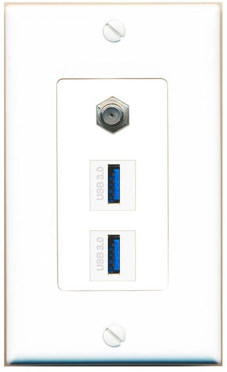 COAX 2 USB-3 Wall Plate [White]