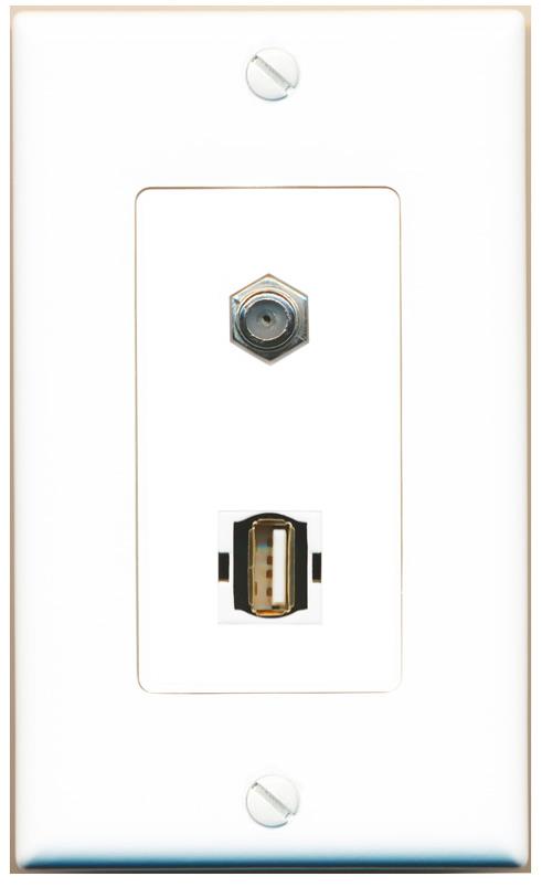 COAX USB2 Wall Plate [White]