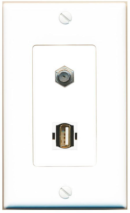COAX USB2 Wall Plate [White]