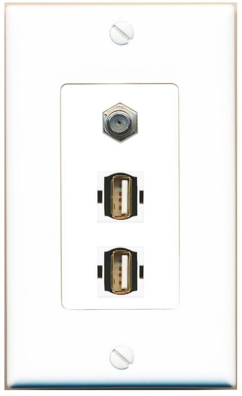 COAX 2 USB2 Wall Plate [White]
