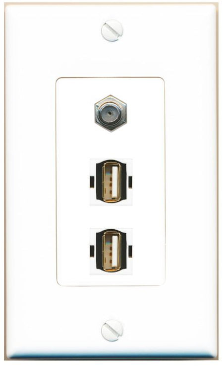 COAX 2 USB2 Wall Plate [White]
