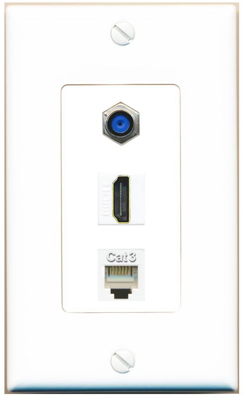F81 HDMI PHONE Wall Plate [White]