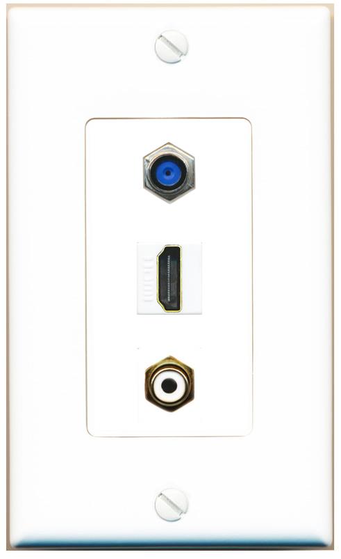 F81 HDMI RCA-WHITE Wall Plate [White]