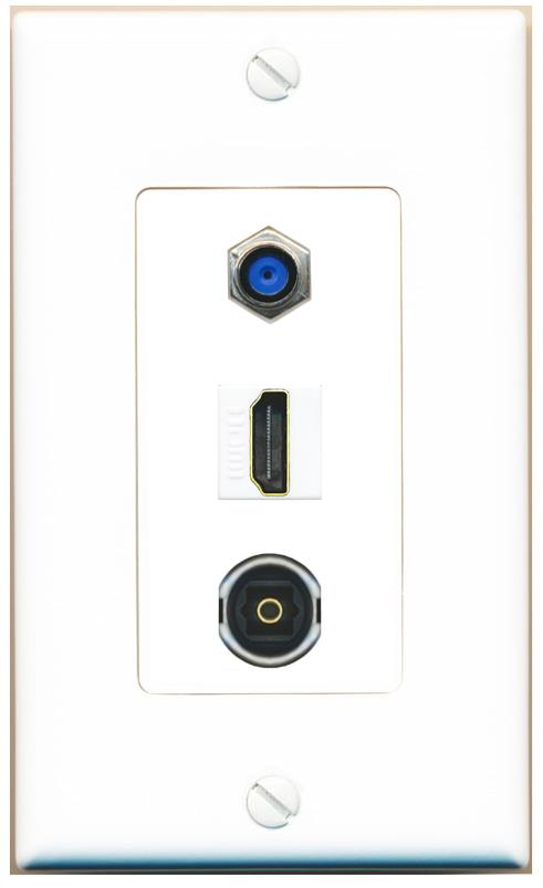 F81 HDMI TOSLINK Wall Plate [White]