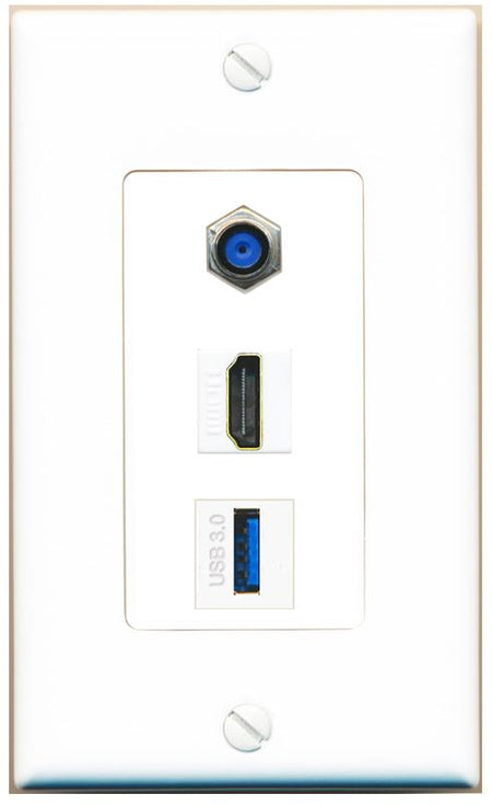 F81 HDMI USB-3 Wall Plate [White]