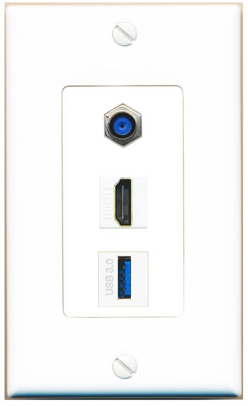 F81 HDMI USB-3 Wall Plate [White]