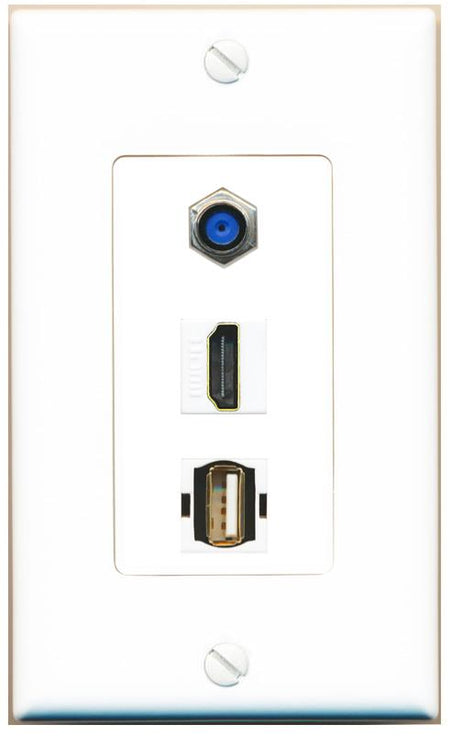 F81 HDMI USB2 Wall Plate [White]