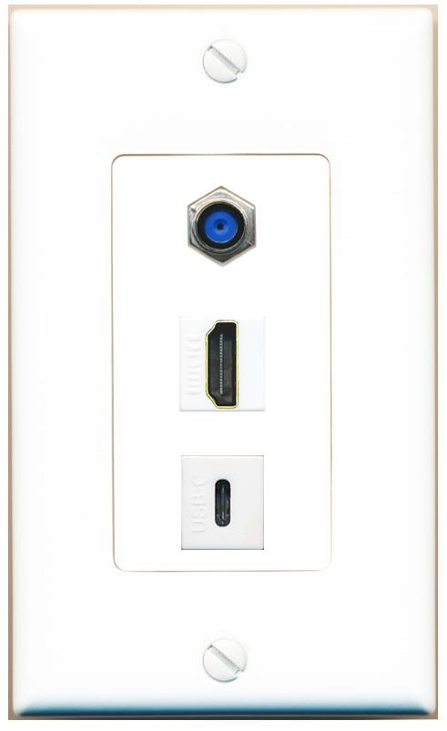 F81 HDMI USBC Wall Plate [White]