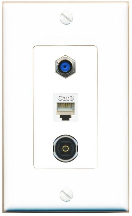 F81 PHONE TOSLINK Wall Plate [White]