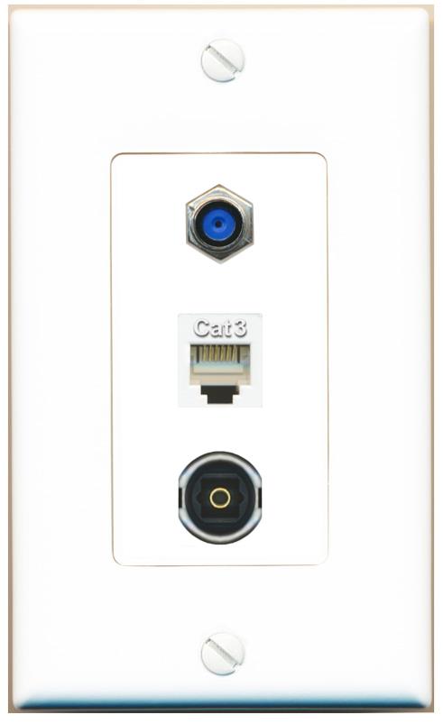 F81 PHONE TOSLINK Wall Plate [White]
