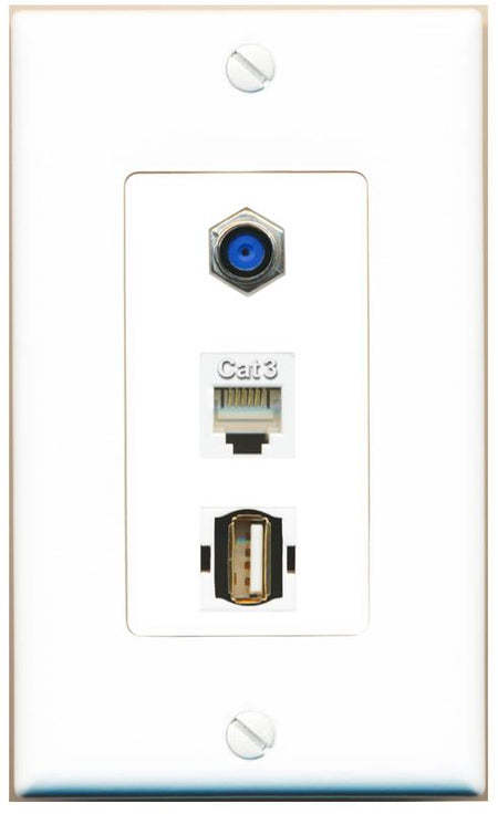 F81 PHONE USB2 Wall Plate [White]
