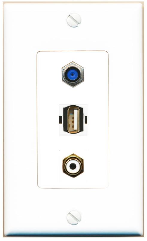 F81 RCA-WHITE USB2 Wall Plate [White]