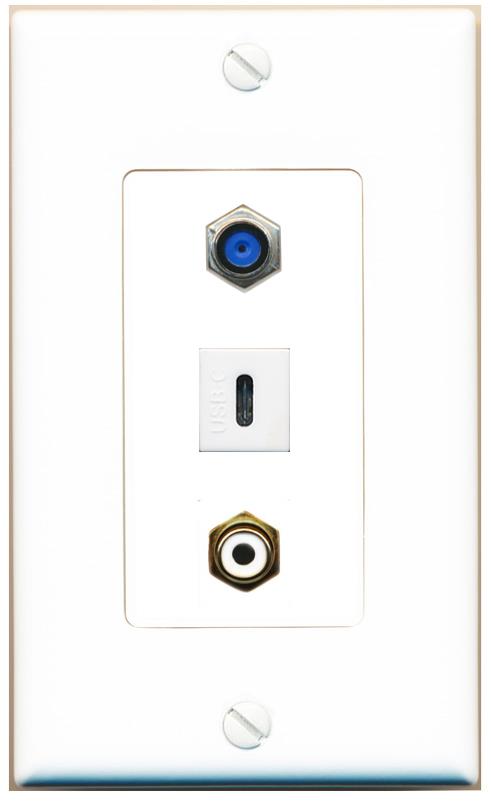 F81 RCA-WHITE USBC Wall Plate [White]