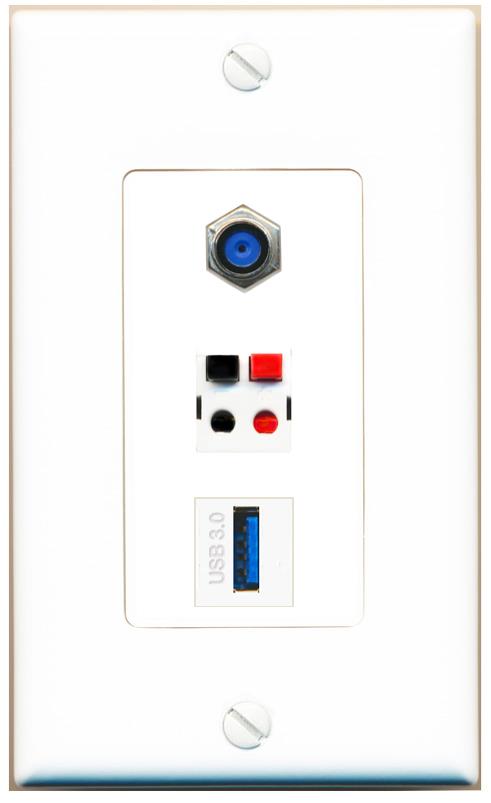 F81 SPEAKER USB-3 Wall Plate [White]