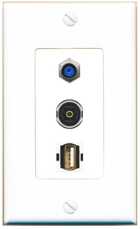 F81 TOSLINK USB2 Wall Plate [White]