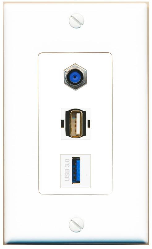 F81 USB-3 USB2 Wall Plate [White]