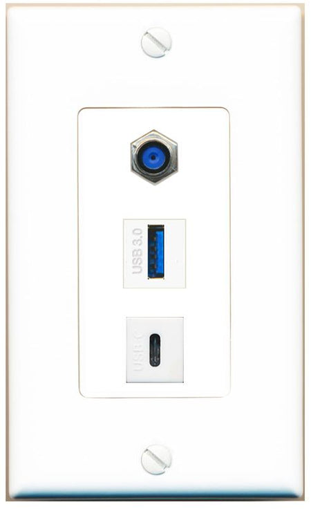 F81 USB-3 USBC Wall Plate [White]