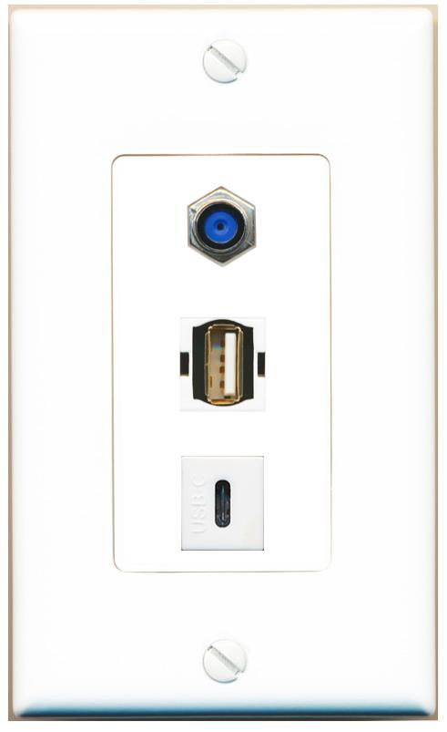 F81 USB2 USBC Wall Plate [White]