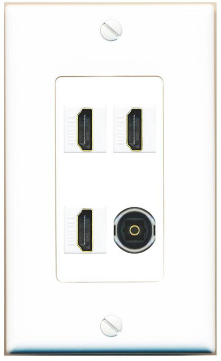 RiteAV 3 HDMI TOSLINK Wall Plate [White]