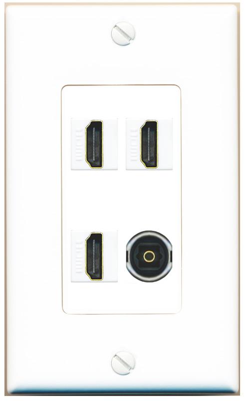 RiteAV 3 HDMI TOSLINK Wall Plate [White]