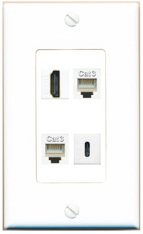 RiteAV HDMI 2 PHONE USBC Wall Plate [White]