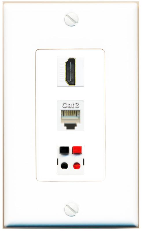 HDMI PHONE SPEAKER Wall Plate [White]