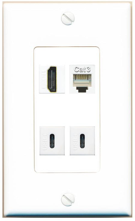 RiteAV HDMI PHONE 2 USBC Wall Plate [White]