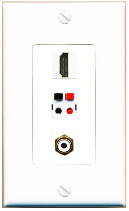 HDMI RCA-WHITE SPEAKER Wall Plate [White]