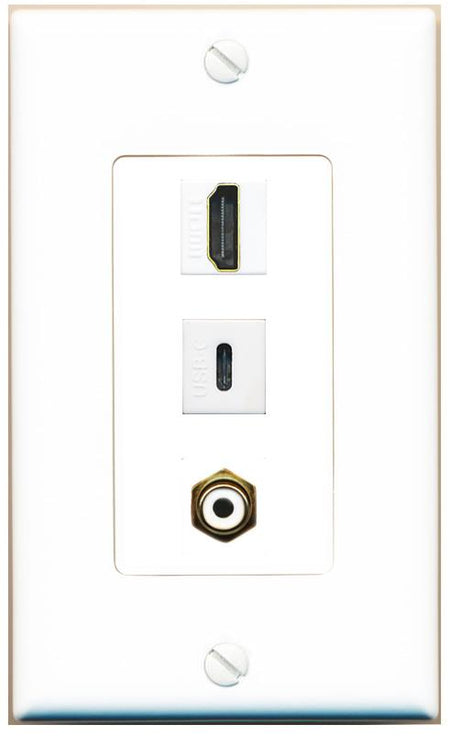 HDMI RCA-WHITE USBC Wall Plate [White]
