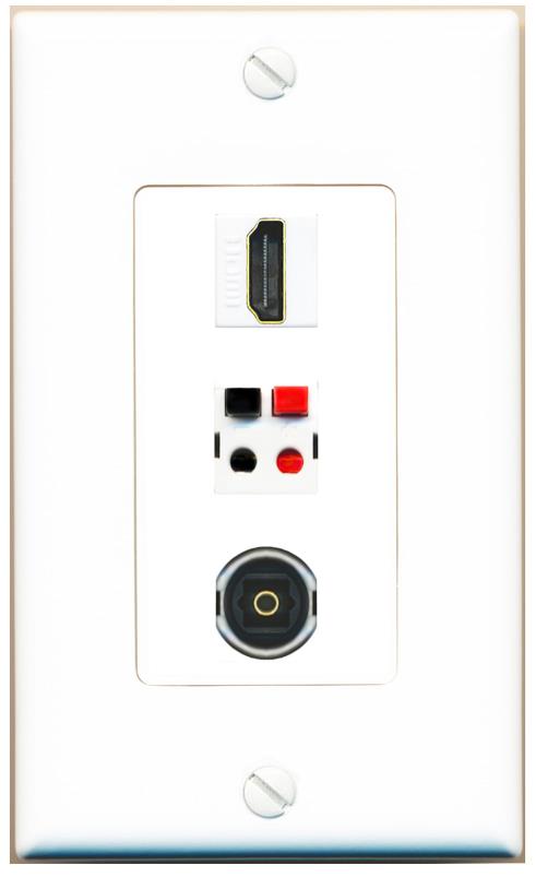 HDMI SPEAKER TOSLINK Wall Plate [White]