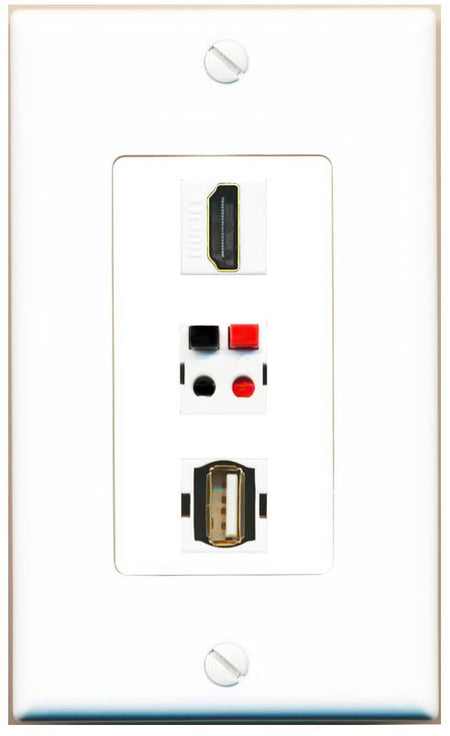 HDMI SPEAKER USB2 Wall Plate [White]