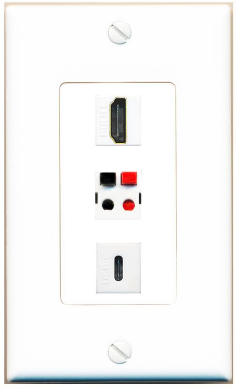 HDMI SPEAKER USBC Wall Plate [White]