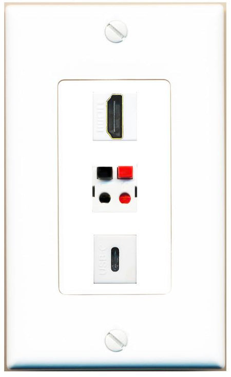 HDMI SPEAKER USBC Wall Plate [White]