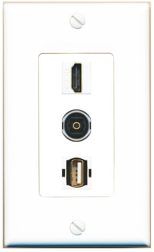 HDMI TOSLINK USB2 Wall Plate [White]