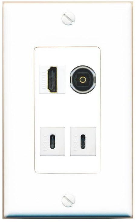 RiteAV HDMI TOSLINK 2 USBC Wall Plate [White]
