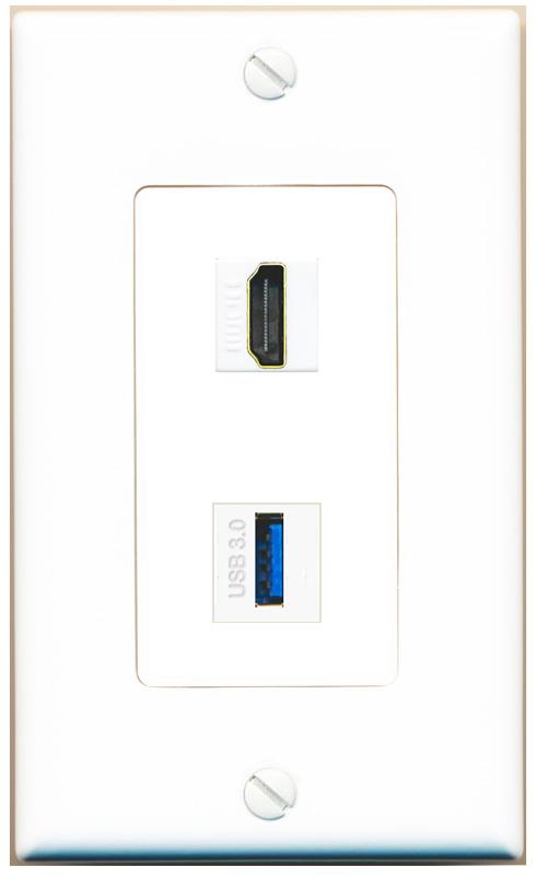 HDMI USB-3 Wall Plate [White]