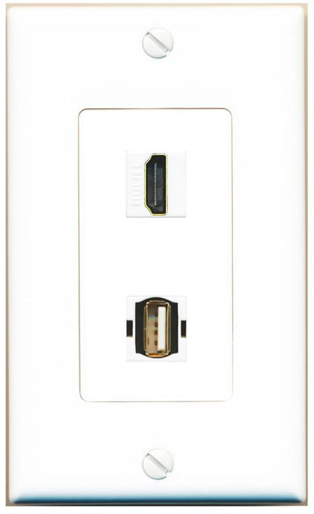 HDMI USB2 Wall Plate [White]