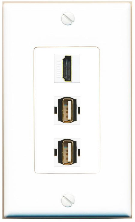 HDMI 2 USB2 Wall Plate [White]