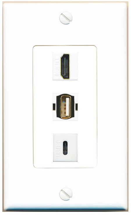 HDMI USB2 USBC Wall Plate [White]