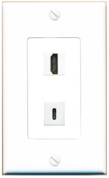 RiteAV HDMI USBC Wall Plate White