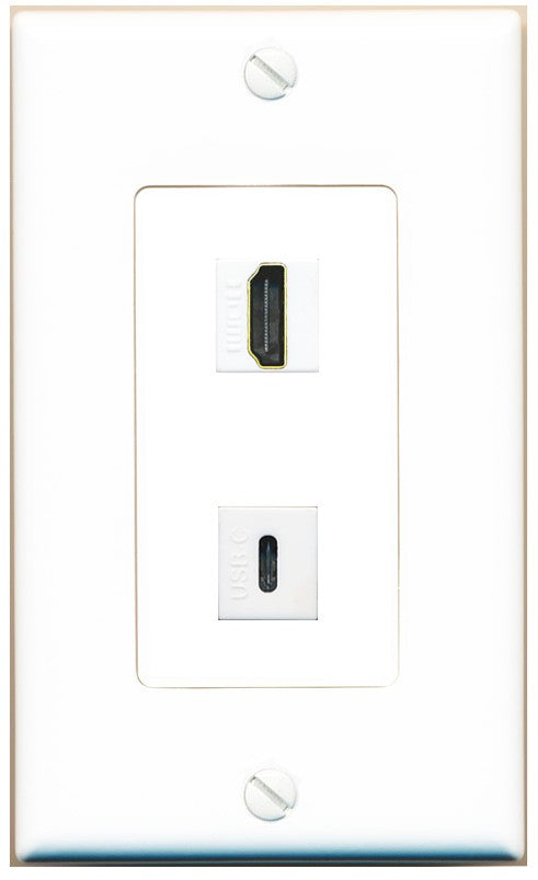 RiteAV HDMI USBC Wall Plate White
