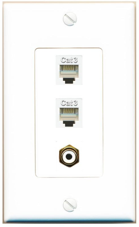 2 PHONE RCA-WHITE Wall Plate [White]