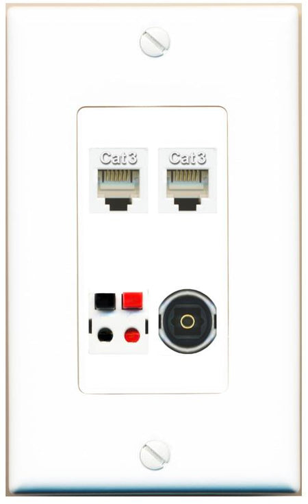 RiteAV 2 PHONE SPEAKER TOSLINK Wall Plate [White]
