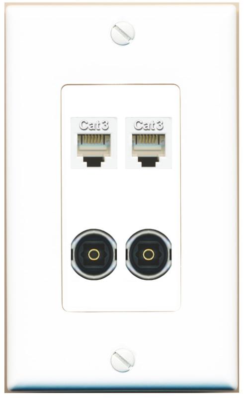 RiteAV 2 PHONE 2 TOSLINK Wall Plate [White]