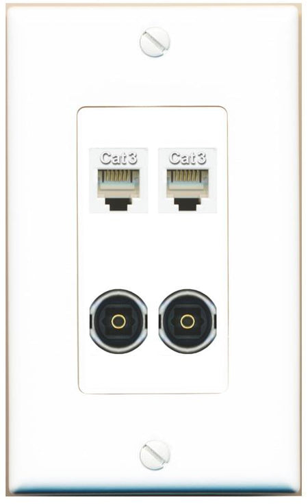 RiteAV 2 PHONE 2 TOSLINK Wall Plate [White]