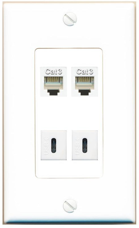 RiteAV 2 PHONE 2 USBC Wall Plate [White]