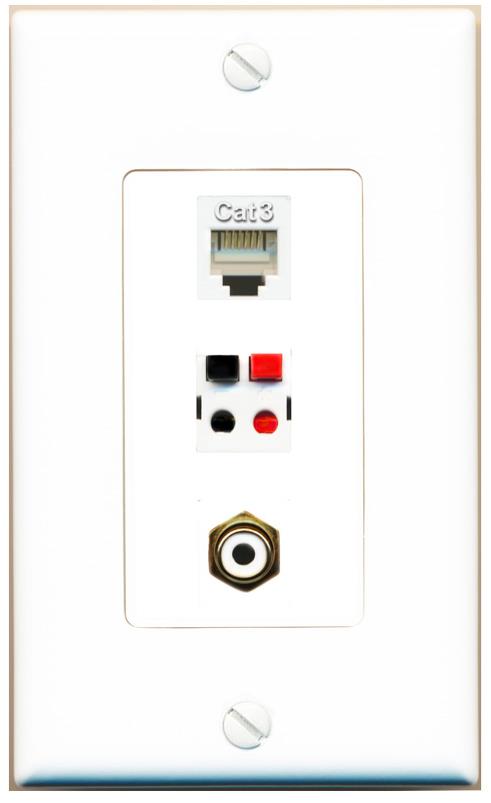 PHONE RCA-WHITE SPEAKER Wall Plate [White]
