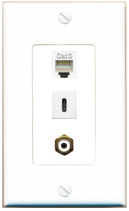 PHONE RCA-WHITE USBC Wall Plate [White]