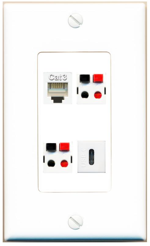 RiteAV PHONE 2 SPEAKER USBC Wall Plate [White]