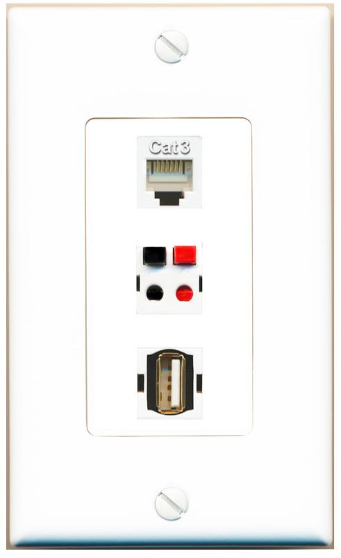 PHONE SPEAKER USB2 Wall Plate [White]
